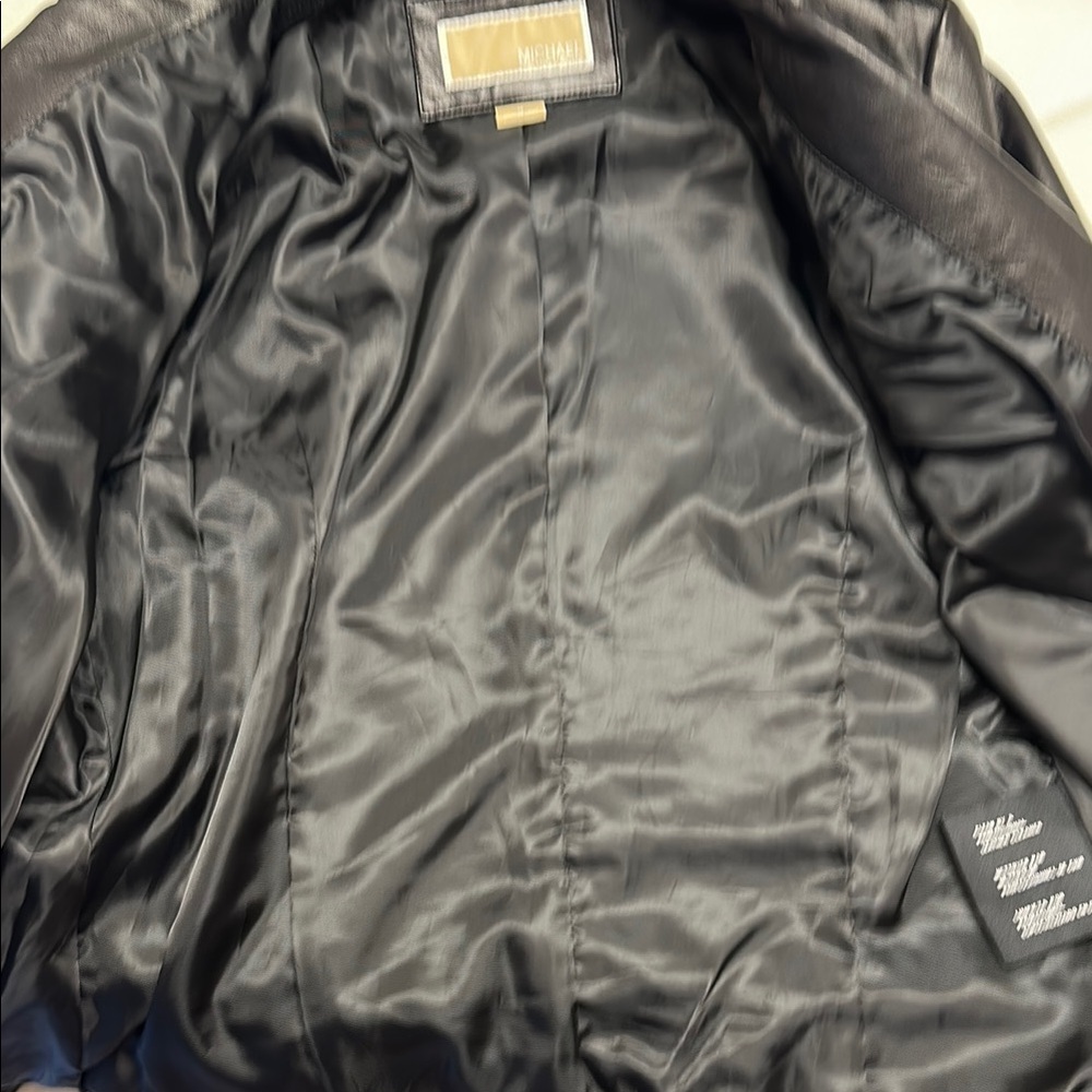 Michael Kors Black Leather Jacket Asymmetrical Design - Picture 12 of 12